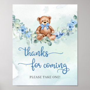 Poster Élégant script mignon ours en peluche merci d'être