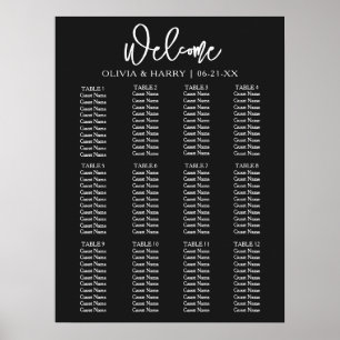 Poster Élégant Script moderne Simple Mariage Seating Char