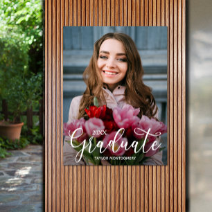 Poster Élégant Script Photo Graduation Party