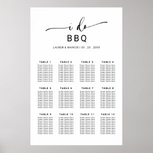 Poster Élégant script rustique I Do BQ Seating Chart