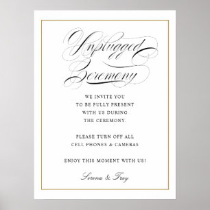 Poster Élégant Script Unplugged Ceremony Sign Mariage