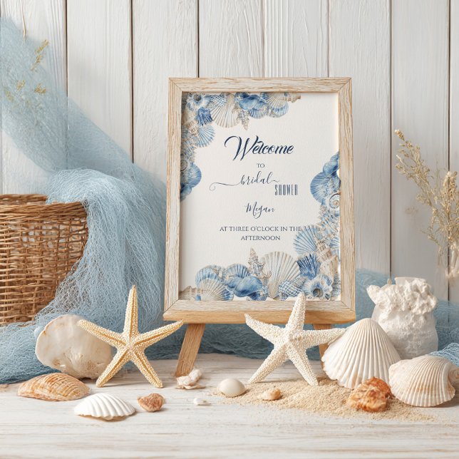 Poster Elegant Seashell Border Wedding welcome (Créateur téléchargé)