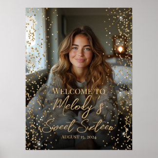 Poster Elégant signe d'anniversaire sweet sixteen