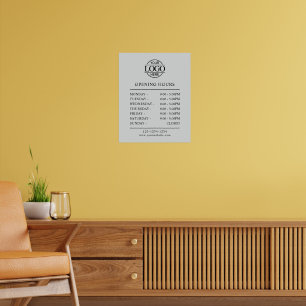 Poster Élégant Simple Clair Gris Affaires Heures d'ouvert