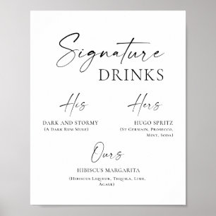 Poster Élégant Simple Minimaliste Signature Boissons Mari