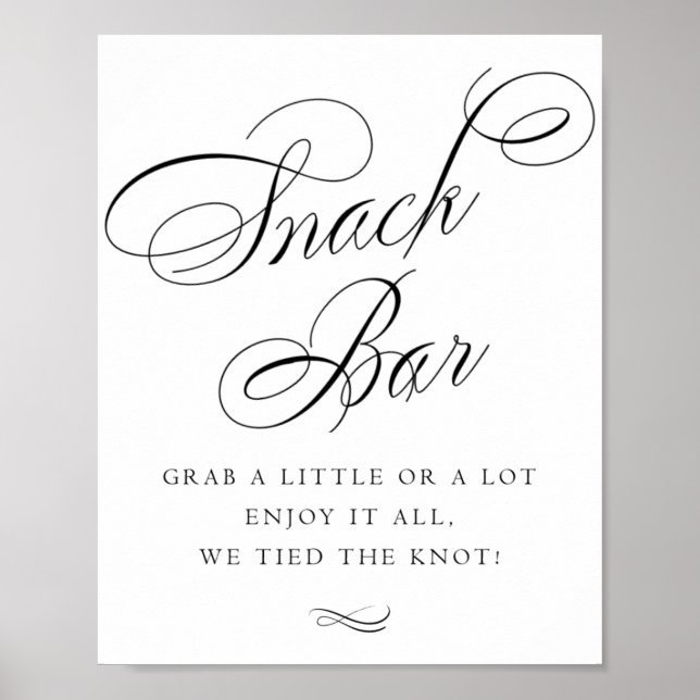 Poster Élégant Snack Bar Calligraphie noire | Table chic (Devant)