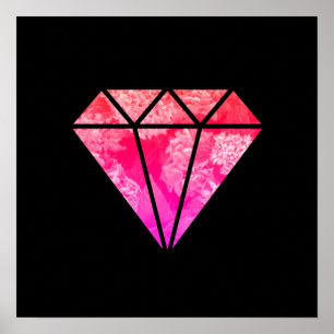 Poster élégant stylistique floral pink orange diamond bla
