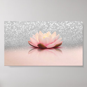 Poster Élégant Tendance Féminin, Lotus Argenté Paillettes