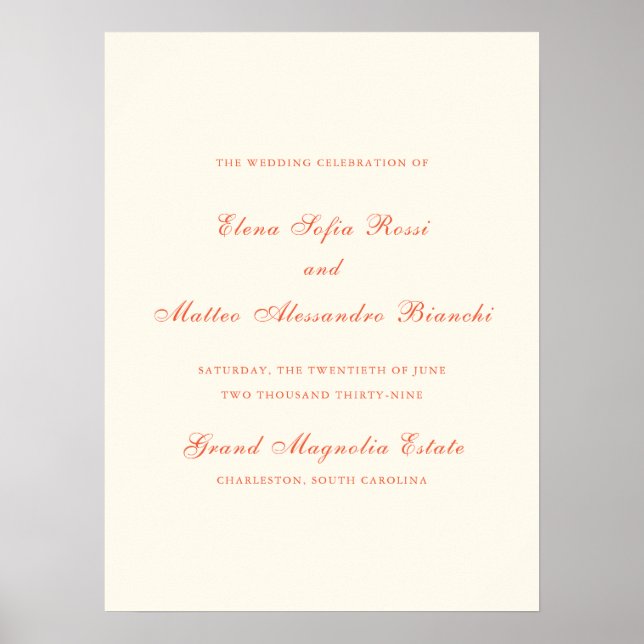 Poster Elegant Terracotta Modern Classic Wedding (Devant)