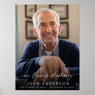 Poster Élégant texte en souvenir photo funéraire 