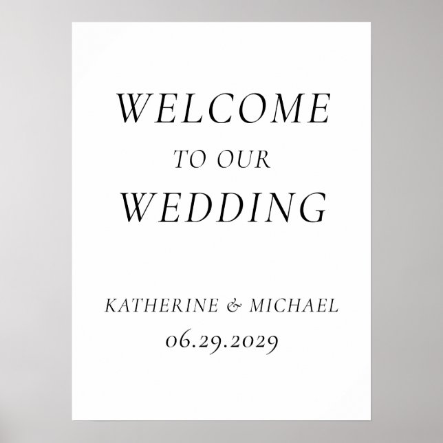 Poster Elegant Timeless White Wedding Reception Sign (Devant)
