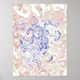 Poster Élégant tourbillon de marbre bleu et pêche doux Ab