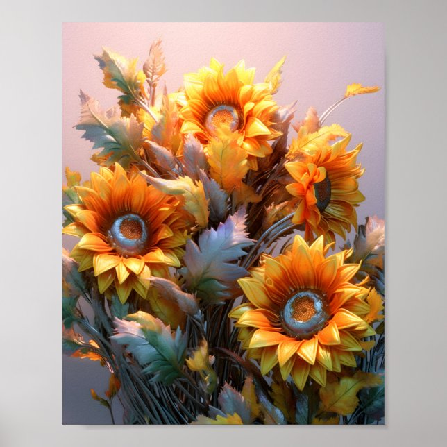 Poster Elégant tournesol commun Belle illustration (Devant)