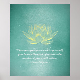 Poster Élégant Turquoise Gold Lotus YOGA instructeur de m