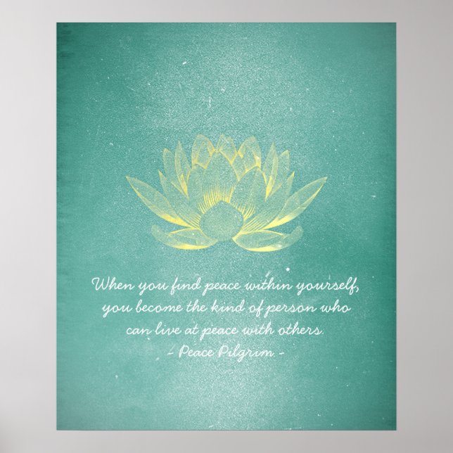 Poster Élégant Turquoise Gold Lotus YOGA instructeur de m (Devant)