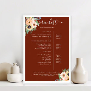 Poster Élégant vert Floral Salon Rouge