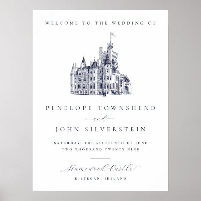 Poster Elegant Vintage Castle Welcome Wedding (Devant)