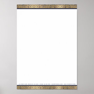 Poster Elégant Vintage Gold Floral A4 En-tête Téléchargem