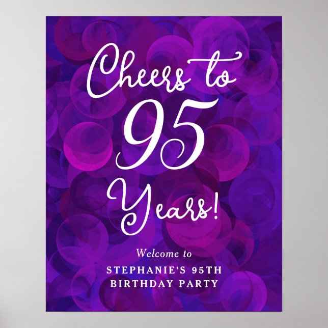 Poster Elégant violet encourage à 95 ans 95e anniversaire (Devant)