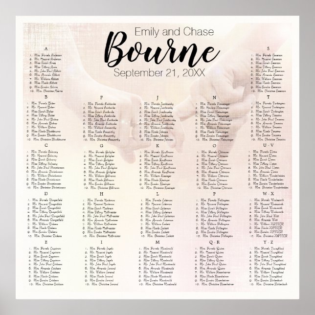 Poster Élégant votre photo ici Mariage Seating Chart (Devant)