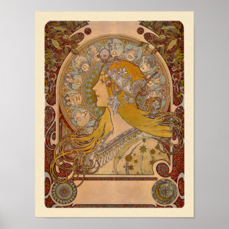 Poster Elégant Zodiac par Alphonse Mucha Imprimer
