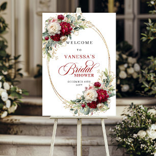 Poster Élégante Accueil de Fête de Mariage Florale Bordea