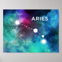 Elégante Aquarelle bleu rouge Nebula Aries