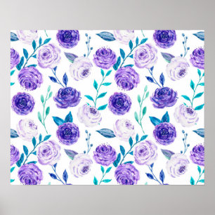 Poster Elégante aquarelle Bouquet floral violet 
