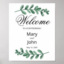 Elégante Aquarelle classique Vert Feuille Mariage