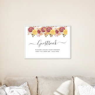 Poster Elégante aquarelle d'automne Mariage Floral