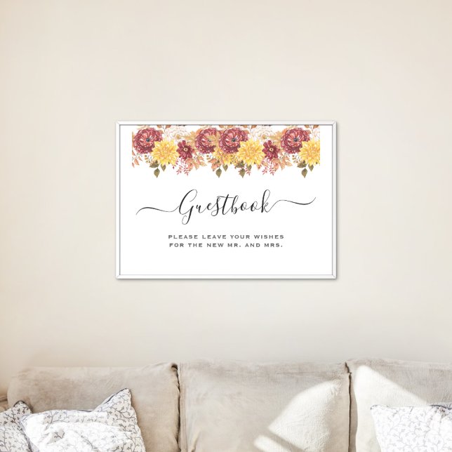 Poster Elégante aquarelle d'automne Mariage Floral (Elegant Autumn Watercolor Floral Wedding Party Supplies)