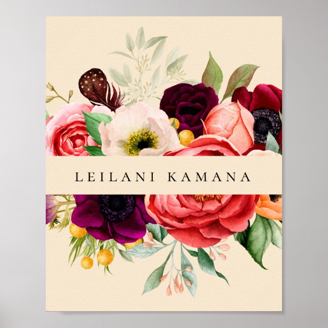 Poster Elégante aquarelle Floral Champagne Business (Devant)