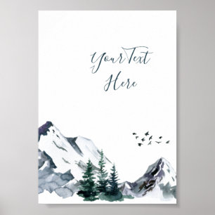 Poster Elégante aquarelle Montagnes Paysage forestier