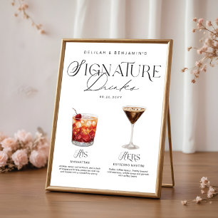 Poster Elégante aquarelle Sa signature Boisson Mariage