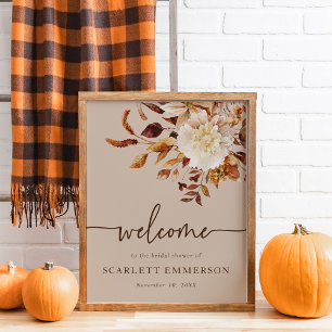 Poster Élégante Baby Shower de Mariage d'Automne