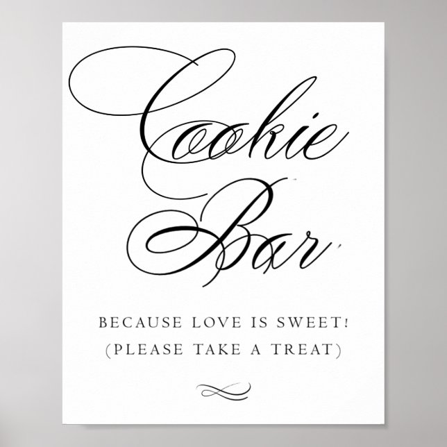 Poster Élégante barre de cookies Calligraphie noire | Tab (Devant)