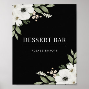 Poster Élégante barre de dessert botanique noire