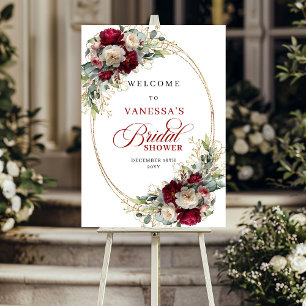 Poster Élégante Bienvenue Fête de Mariage Florale Bourguo