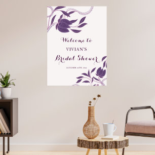 Poster Élégante Bienvenue Fête de Mariage Purple Paisley