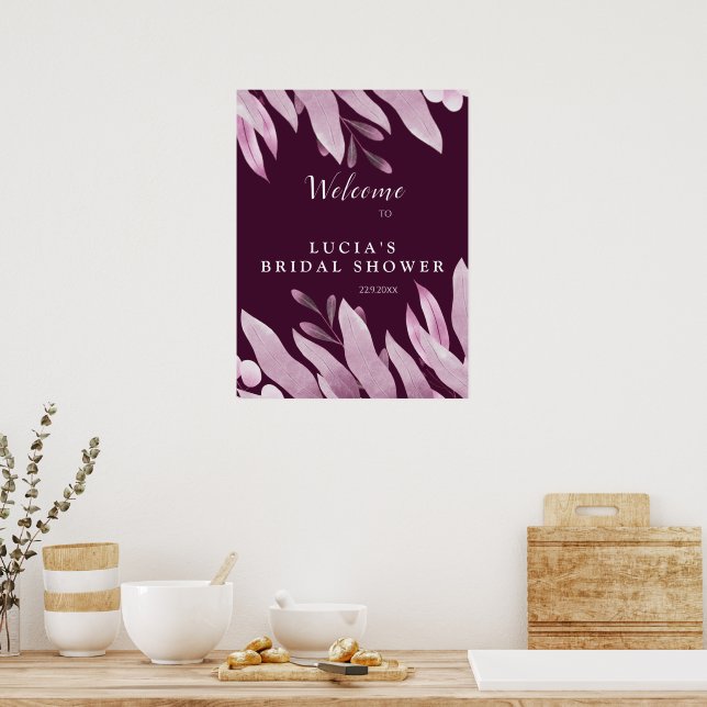 Poster Elégante Bourgogne Grande Fête des mariées Feuille (Cuisine)
