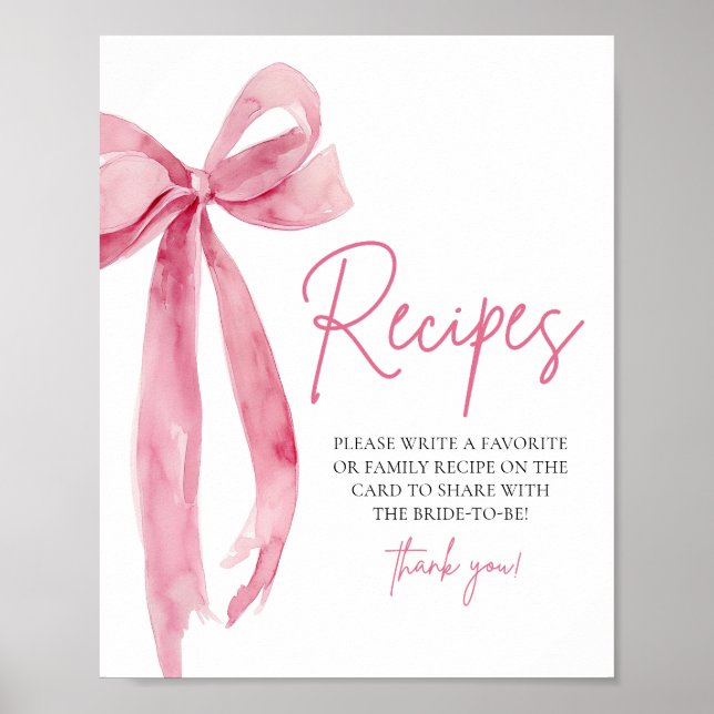 Poster Élégante Bow rose Elle noue les recettes du noeud  (Devant)
