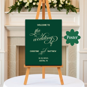 Poster Élégante calligraphie Mariage Turquoise Bienvenue