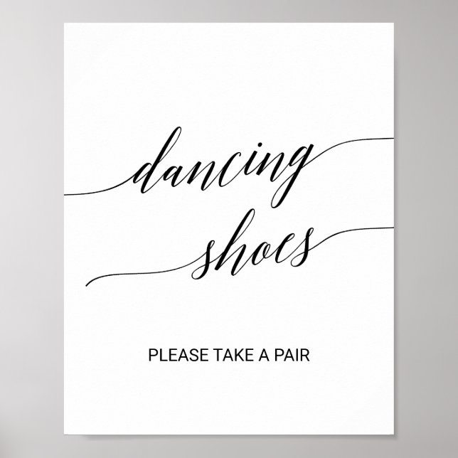 Poster Élégante calligraphie noire Chaussures de danse (Devant)