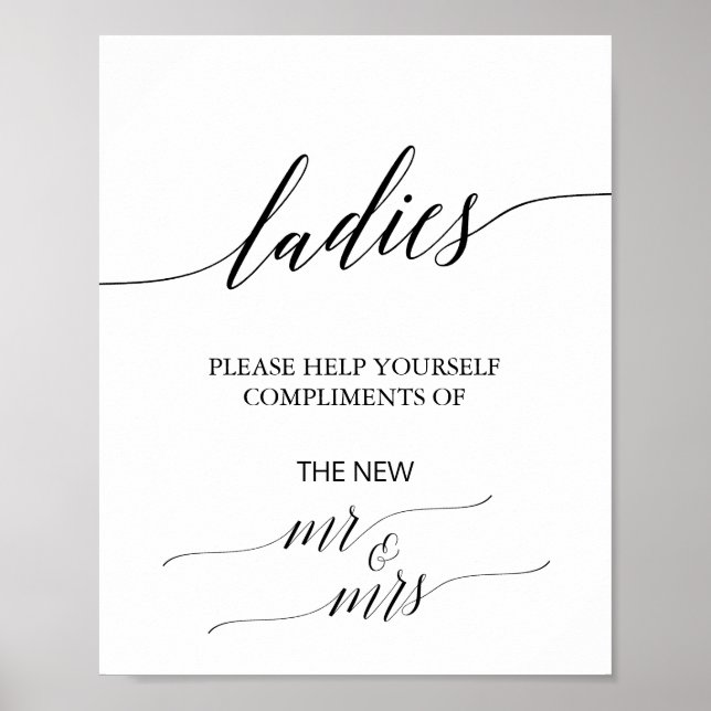 Poster Élégante calligraphie noire Dames Salle de bain Si (Devant)