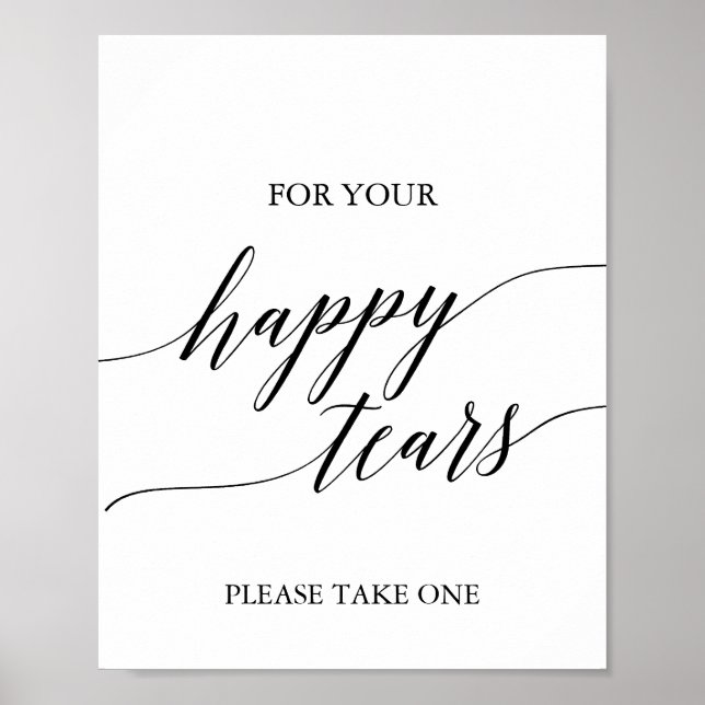 Poster Élégante calligraphie noire Joyeuses larmes Tissus (Devant)