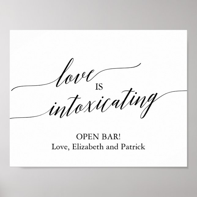 Poster Élégante Calligraphie Noire L'Amour Est Intoxicant (Devant)