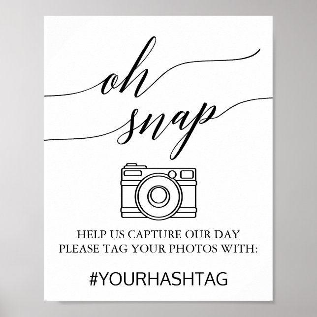 Poster Élégante calligraphie noire Oh Snap Sign (Devant)