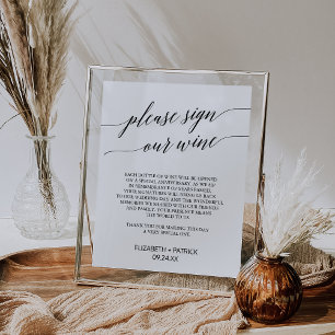 Poster Élégante Calligraphie Noire Signe Notre Vin