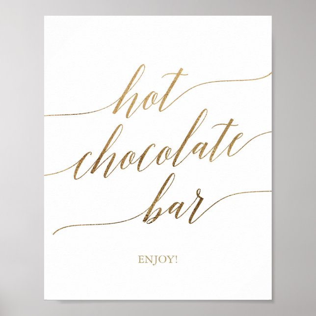 Poster Élégante calligraphie or Barre de chocolat chaud S (Devant)