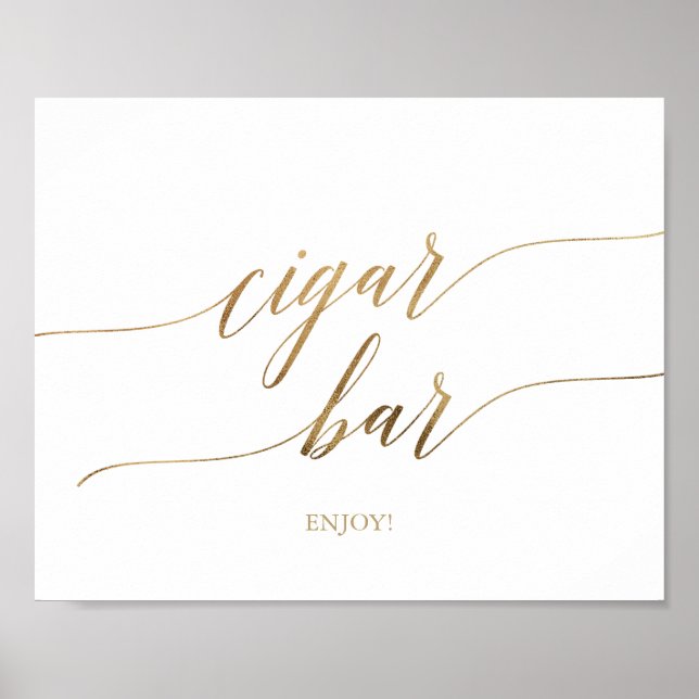Poster Élégante Calligraphie Or Barre de Cigar Horizontal (Devant)